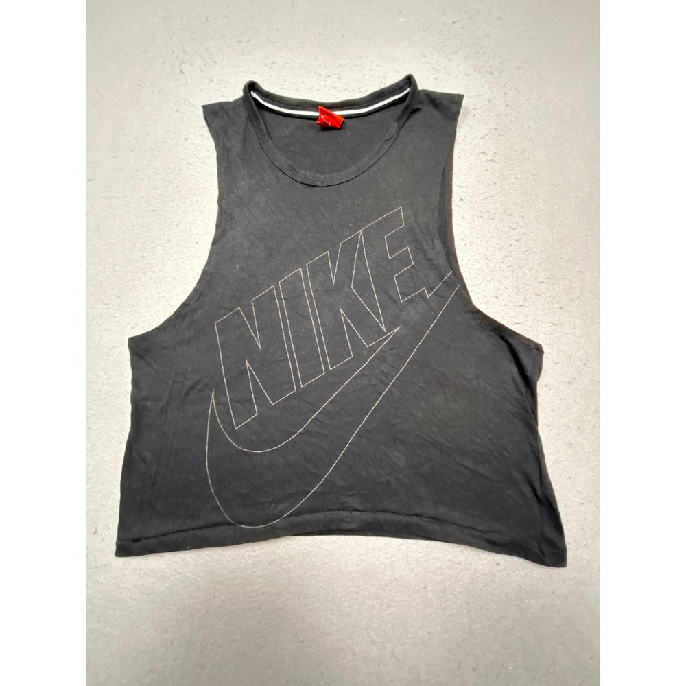 Nike Tank Top Recycled Polyester Blend Black Logo Medium Womens